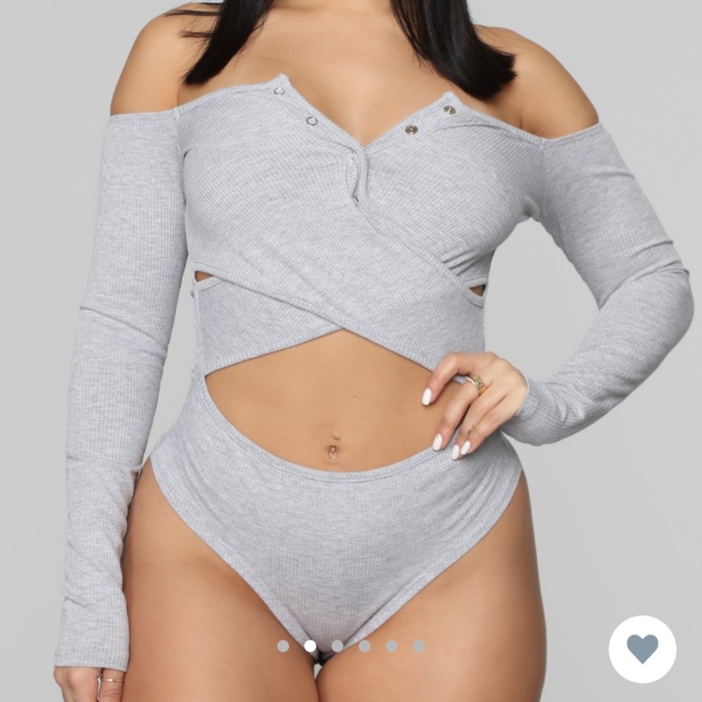 Fashion Nova Out of Love Gray Bodysuit